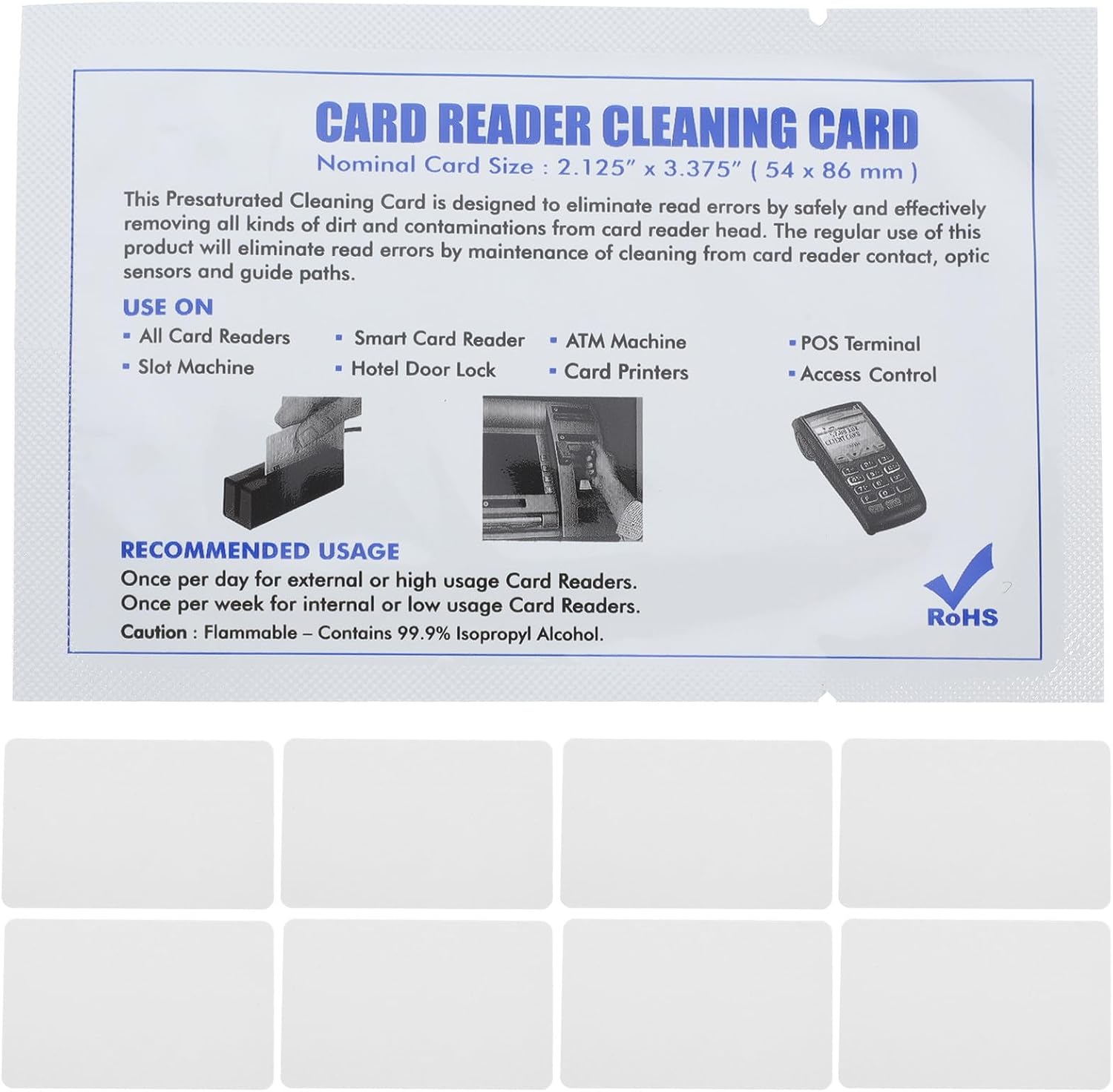 15 Pièces Carte de Nettoyage Imprimante PVC 12,5x8cm