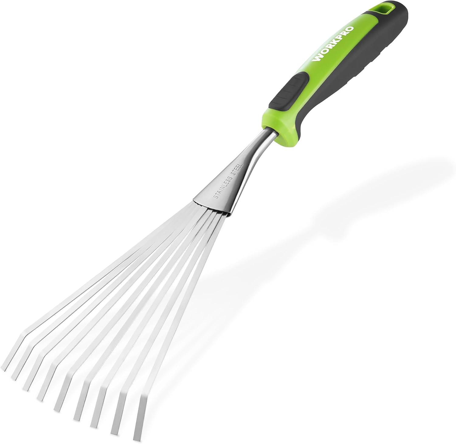 WORKPRO Râteau à Main, 41 cm Râteau de Jardin en Acier Inoxydable à 9 Dents