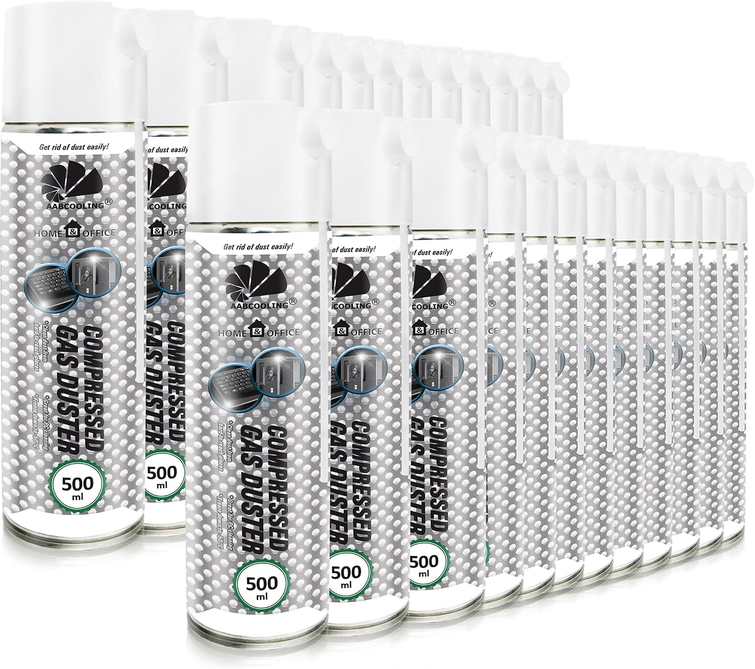 Fournitures de bureau 24x 500ml AABCOOLING Home&Office Bombe a Air Comprimé Gas Duster K2, Aérosol, Nettoyage de l'équipement de bureau, Dépoussiérant, Sans Fréon