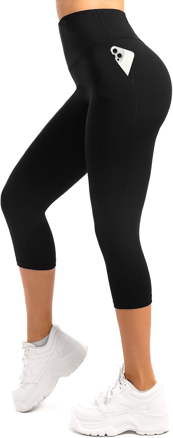 Leafigure Legging capri pour femme taille haute - Short de sport léger pour entraînement, course à pied, cyclisme, yoga doux et soyeux