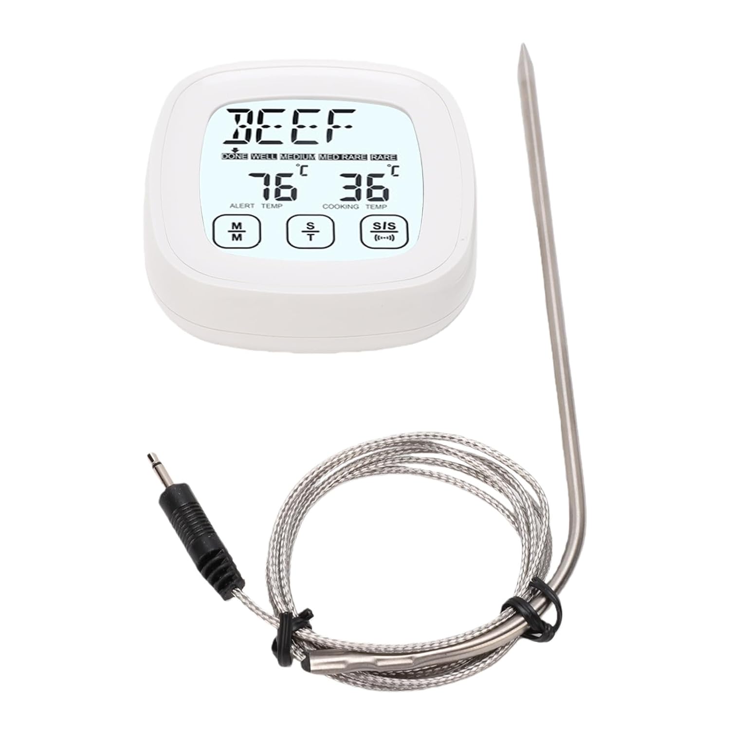 Alomejor Thermomètre de Cuisine Numérique avec Minuterie, Outil de Cuisson de Précision pour Barbecue et Rôtissage, adapté aux Chefs à Domicile, Portable