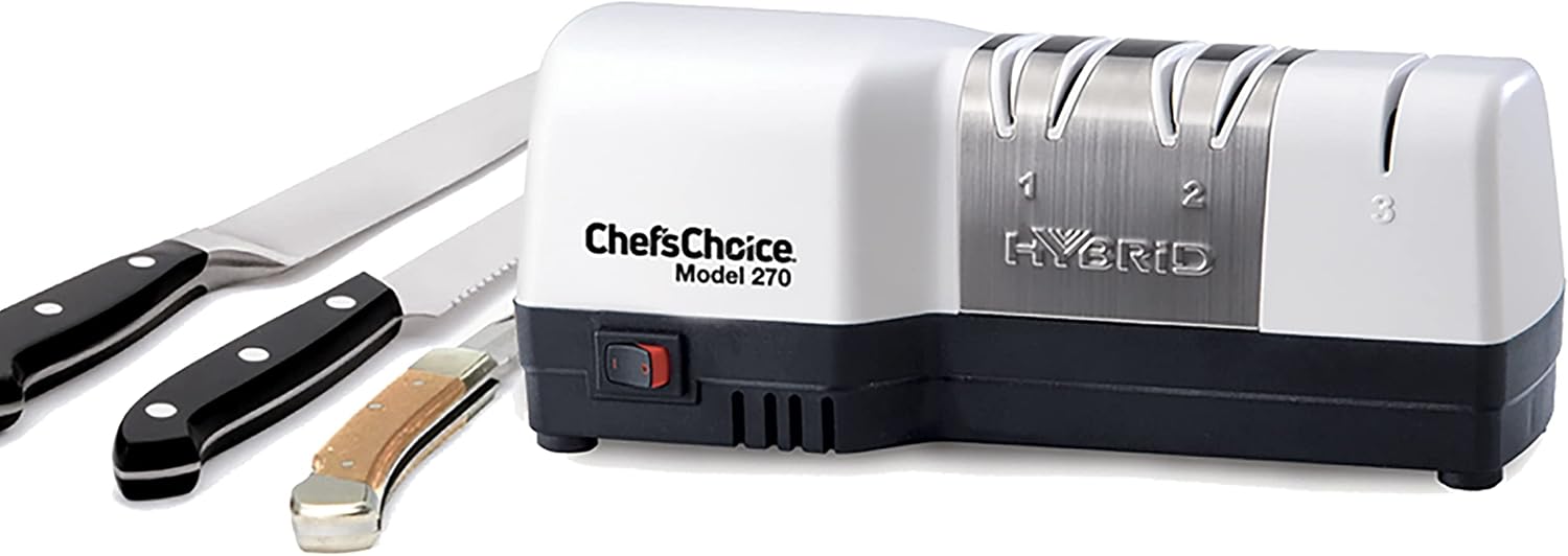 Choix du chef hybride étage de diamant HONE Aiguiseur de couteaux White and Brushed Stainless Steel