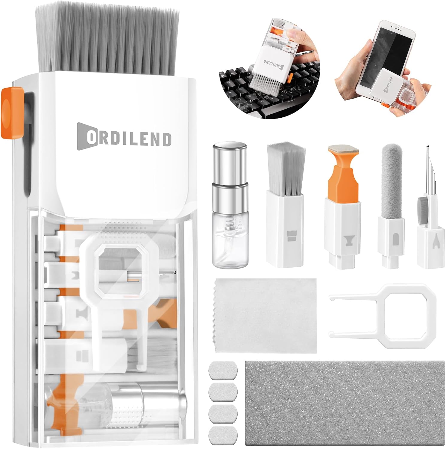 Ordilend Kit de Nettoyage pour iPhone Claviers Ordinateurs et PC, Blanc