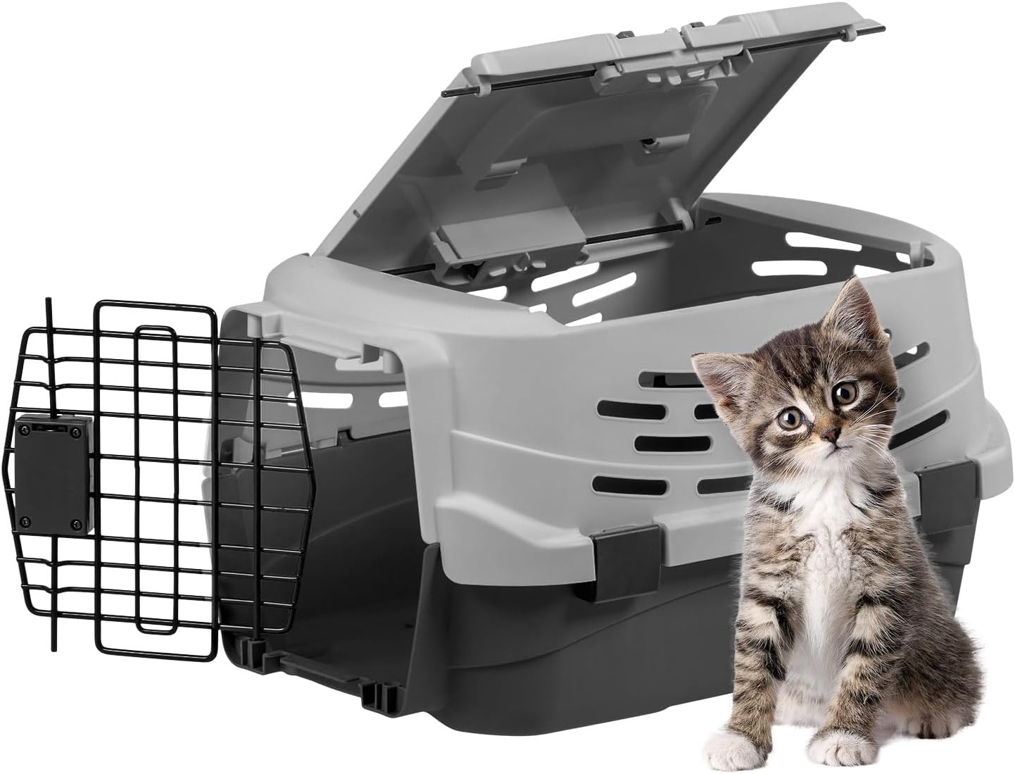 Iris Ohyama 1 pièce 36.5L Caisse de Transport Chat Cage Transport Chat BPA-Frei Robuste légère pour Voiture Bus Animaux Plastique boîte Rangement Gain de Place Durable, 48×30.5×25cm, UPC-490