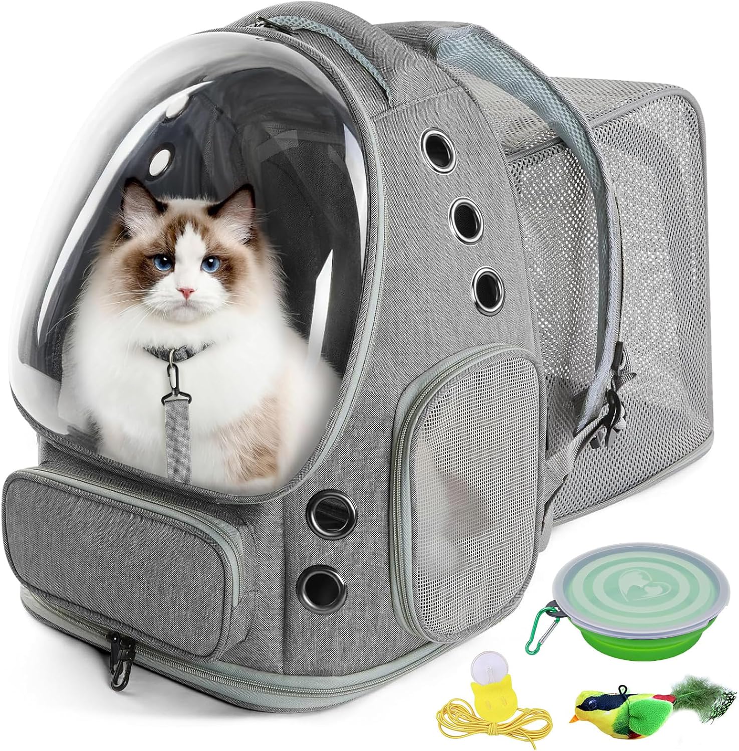 Sac à Dos pour Chat Respirant Sac Transport Chat Extensible Grand Espace Sac de Transport pour Chat et Petit Chien avec Harnais Intérieur Sac a Dos Chat pour Voyager la Randonnée