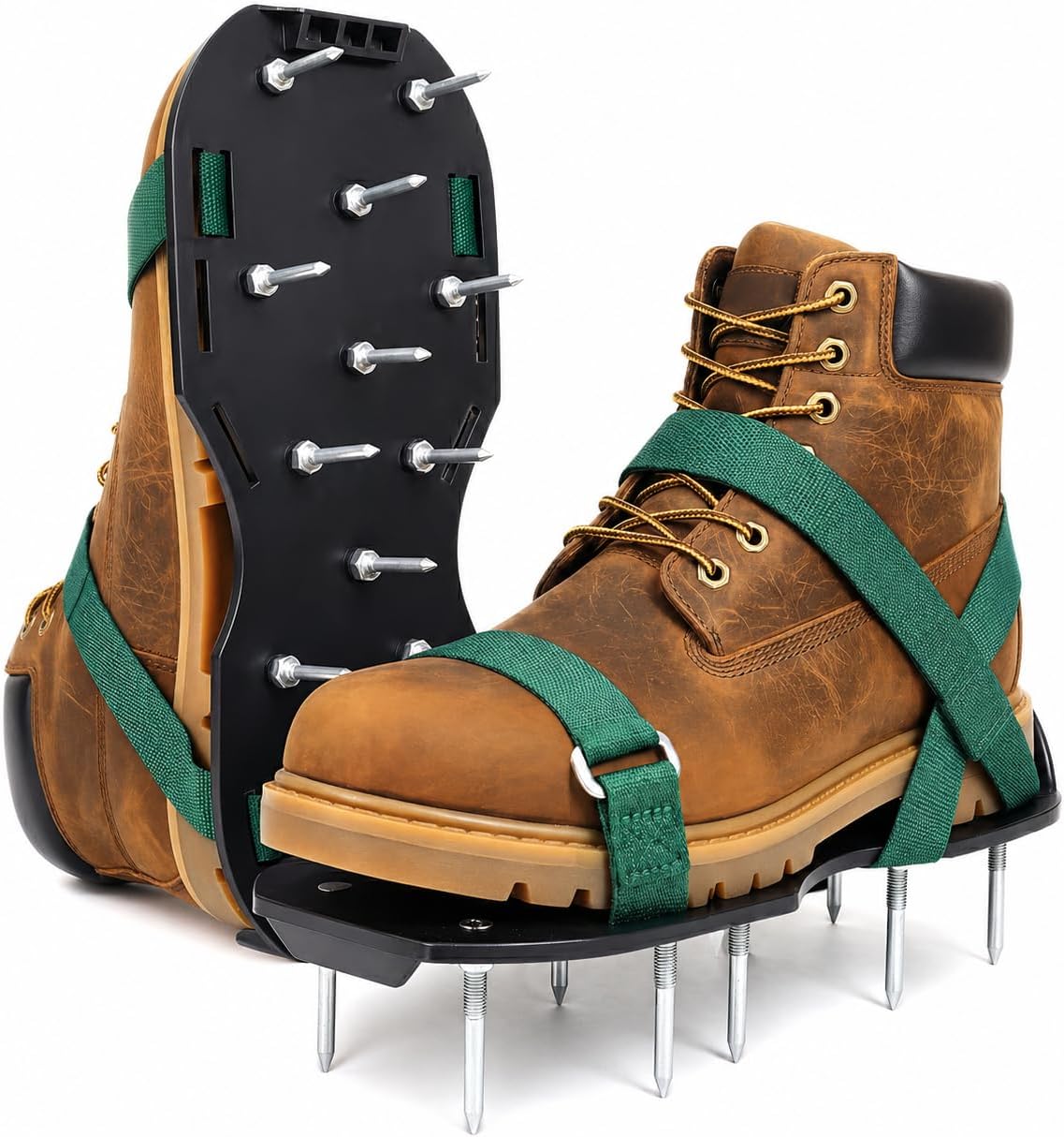 Sillar Chaussures à Clous avec Fermeture Réglable, Scarificateur Gazon 2 en 1 avec Pointes 55 mm et 40 mm, Durables pour Jardin, Sol, Pelouse, Chape et Revêtement, Pointures 37-48