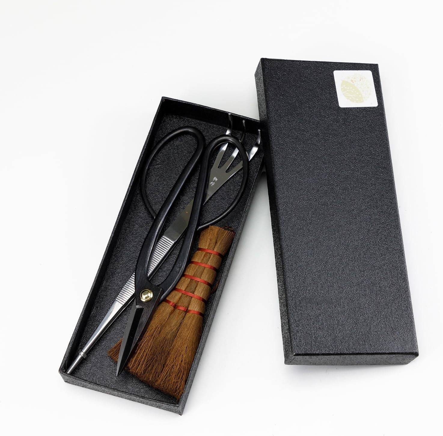 Wazakura Kit Bonsaï : Ciseaux Ashinaga 200 mm, Pince Râteau et Balai