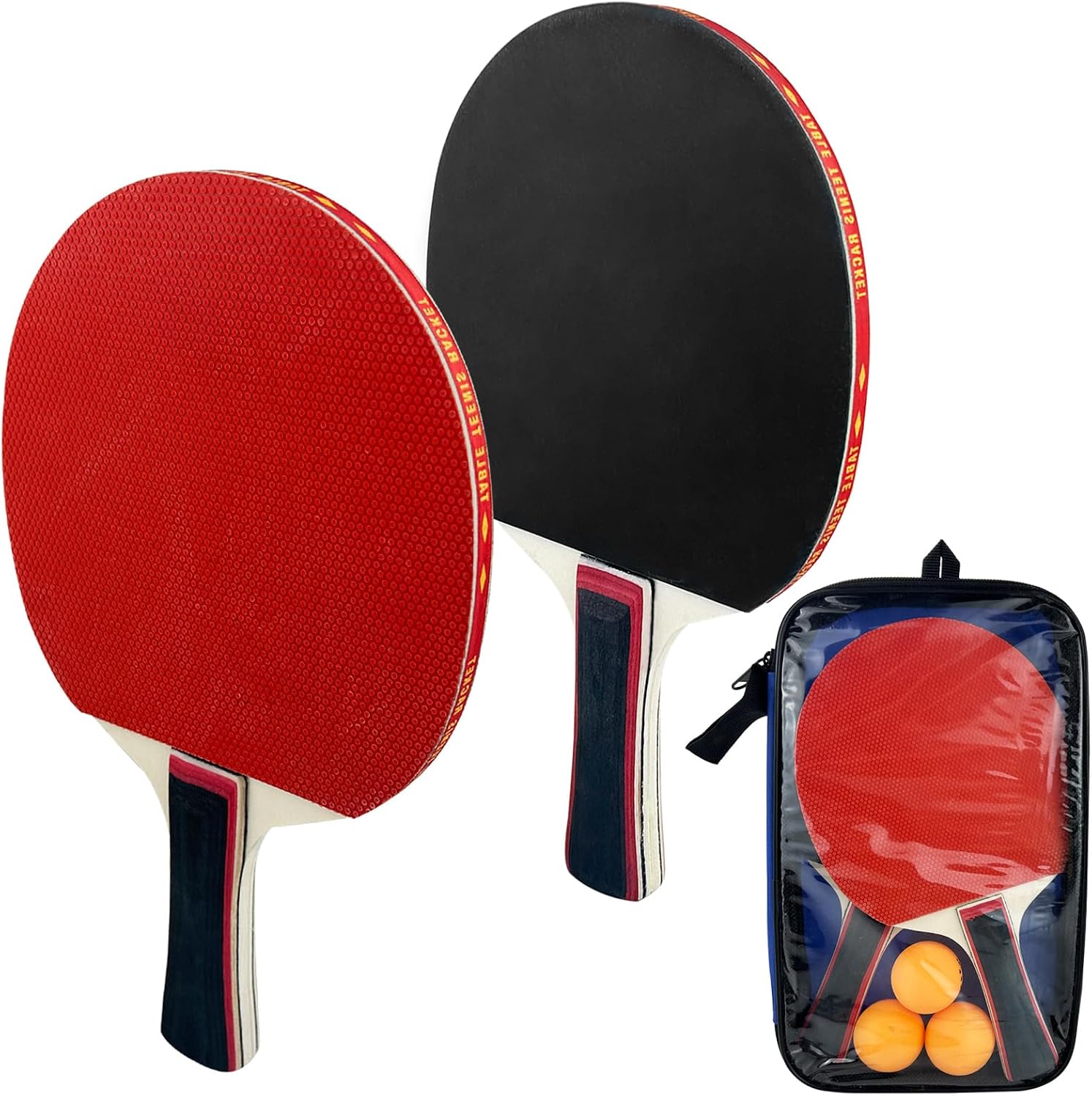 Diompirux Set de Tennis de Table - 2 Raquettes + 3 Balles + 1 Sac - pour Débutants et Joueurs Avancés - Hautes Performances pour Entrainement et Compétition