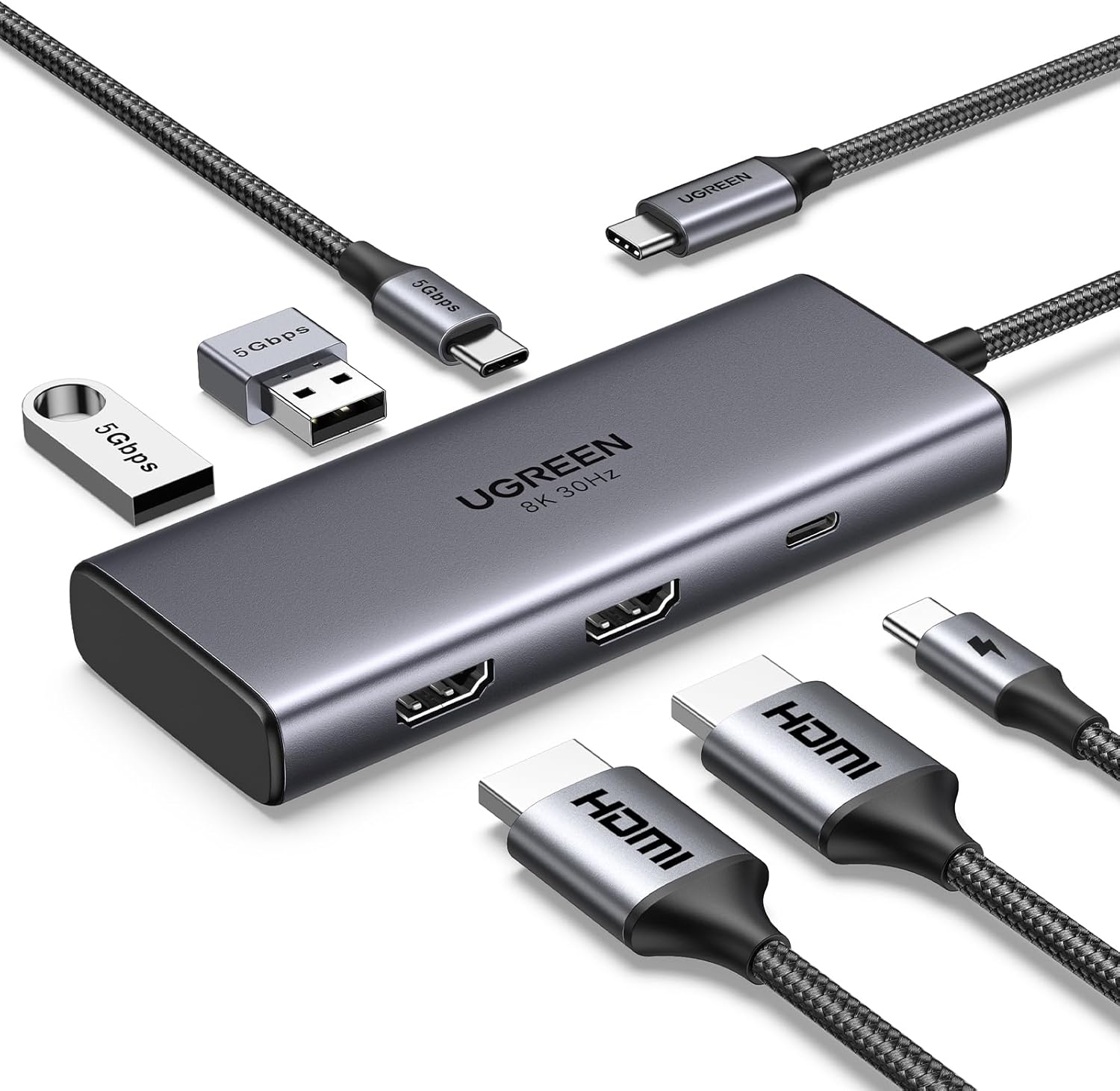 UGREEN Revodok 206 Hub USB C 6 en 1 Docking Station Double Affichage