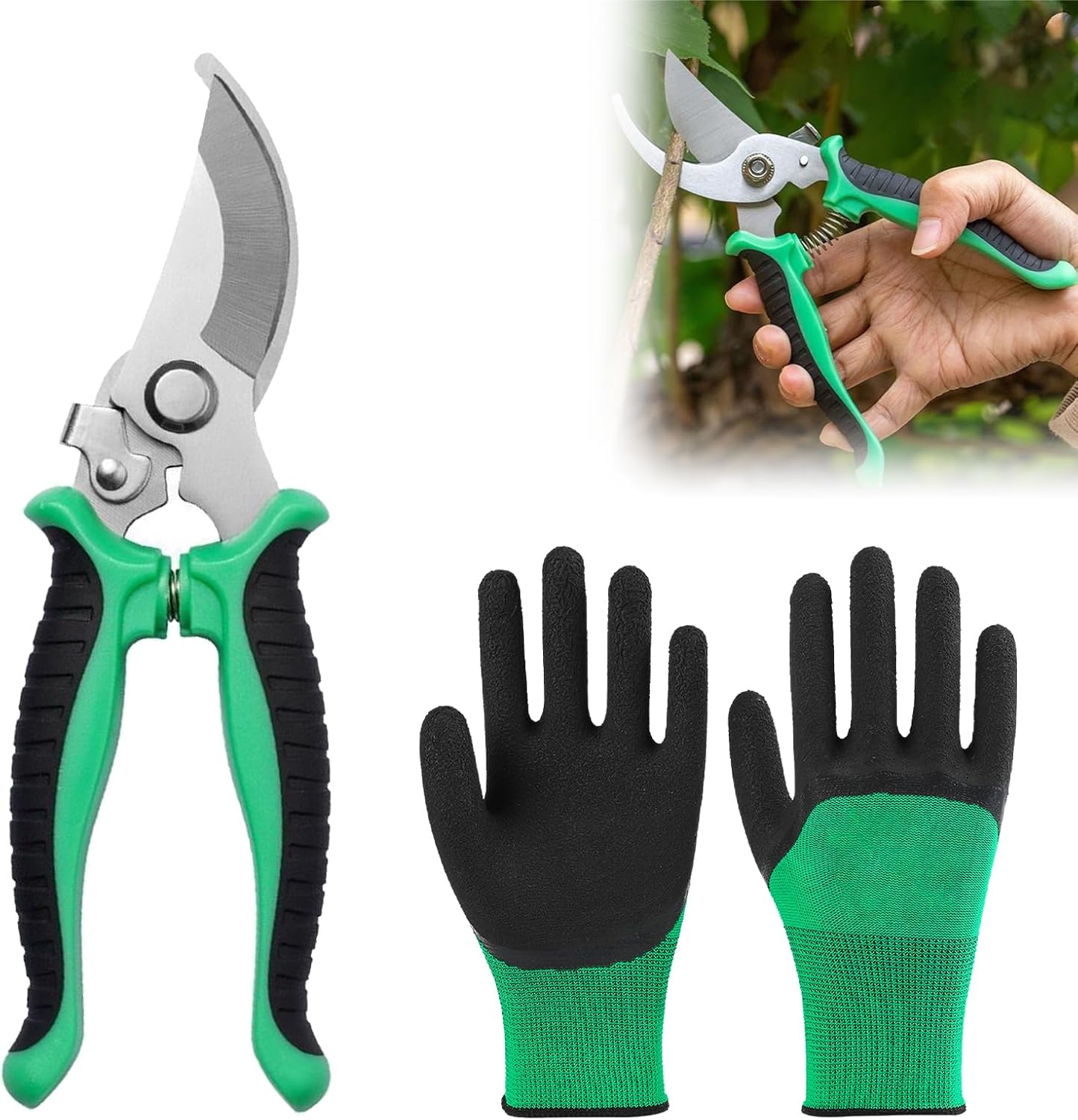 Sécateur De Jardin, Ciseaux Jardinage, Sécateur de Jardin Professionnel, Sécateur Ciseaux de Jardin, Secateur de Jardin, Coupe Branche, avec Gants de Jardinage, pour tailler arbustes, clôtures