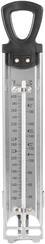 Thermomètre de cuisson en acier inoxydable pour sirop de sucre à double échelle 40-200 °C 100-400 °F Thermomètre de cuisine à suspendre