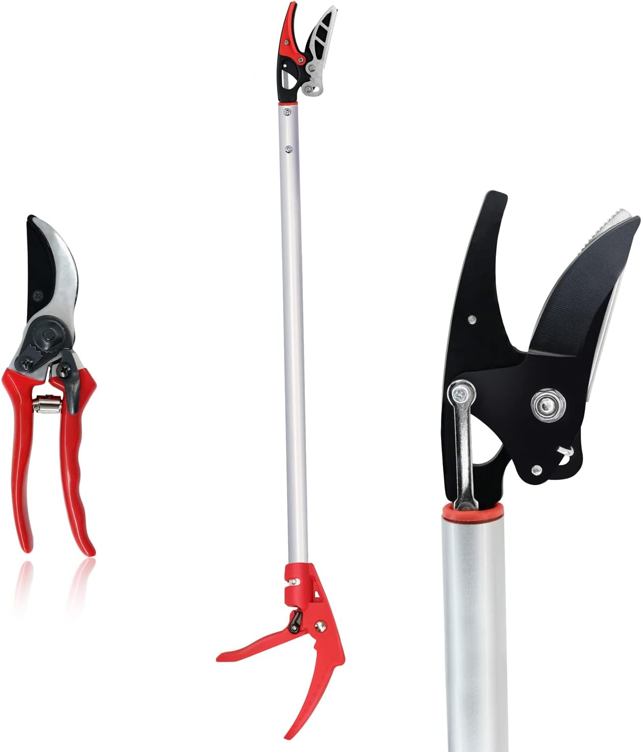 Sécateur de 75 cm pour couper et maintenir les arbres - Longue portée - Avec tête rotative - Pour le jardin, la cueillette des fruits, la coupe des branches