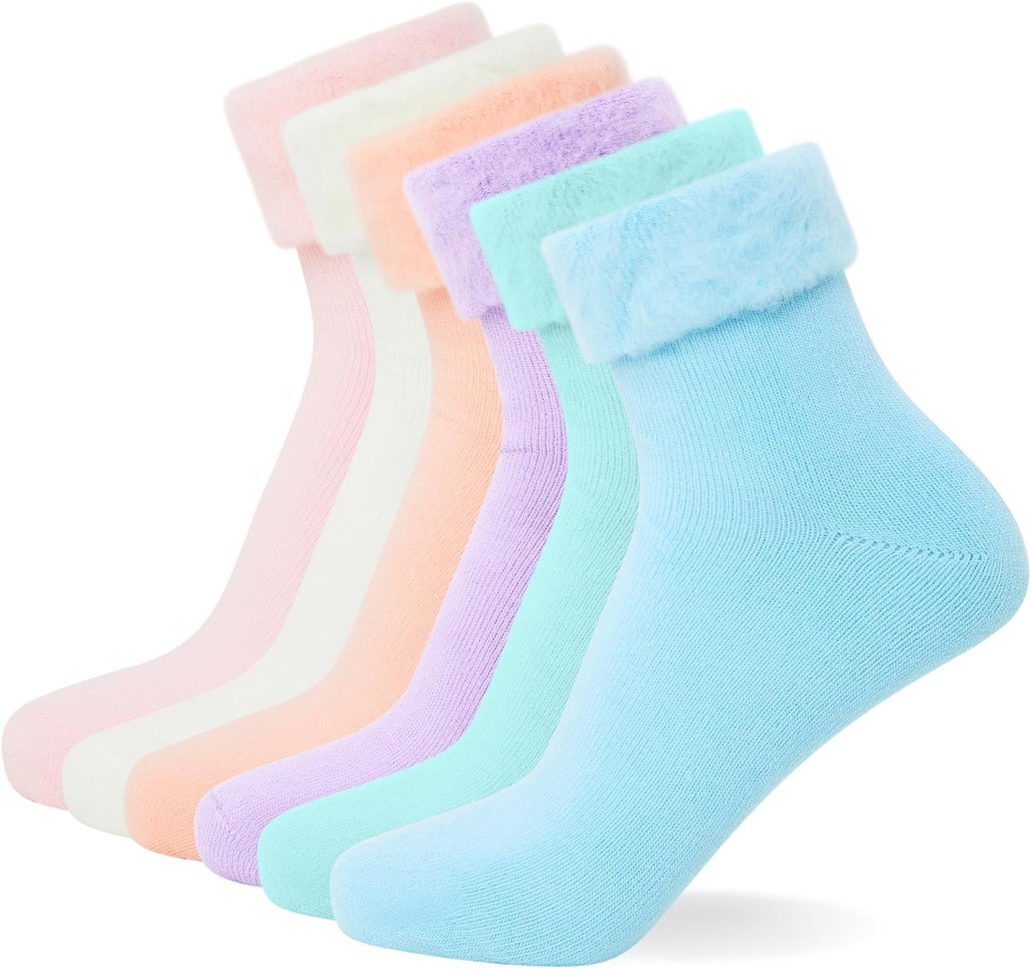 FM London lot de 6 chaussettes de lit thermiques super douces pour femmes
