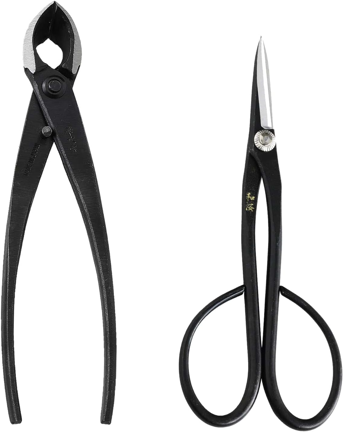 Wazakura Kit Outils Bonsaï : Ciseaux Satsuki 180 mm et Pince Concave 200 mm