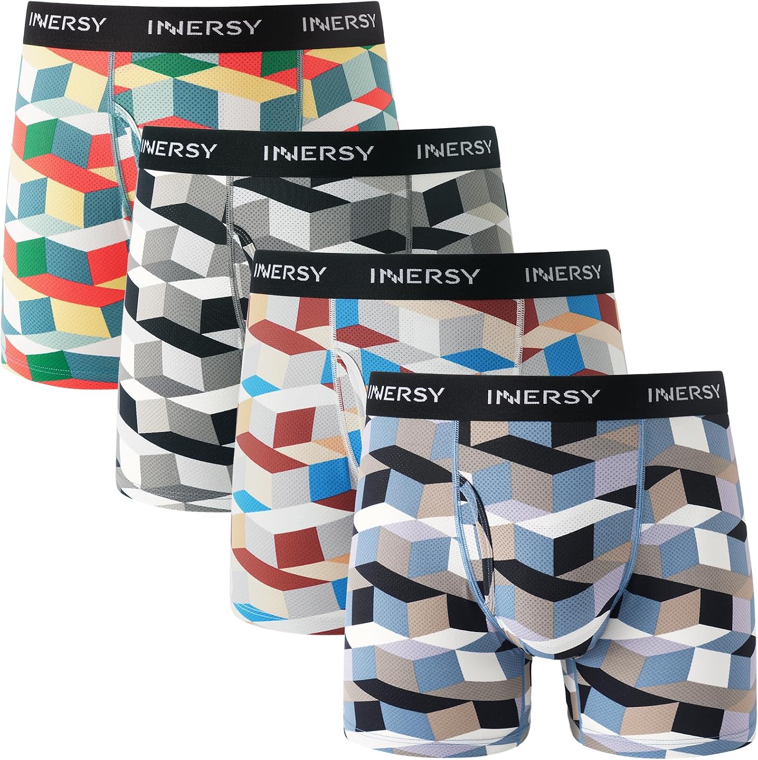 INNERSY Boxer Homme en Maille Respirante Calecon Pochette Ouverte Lot de 4