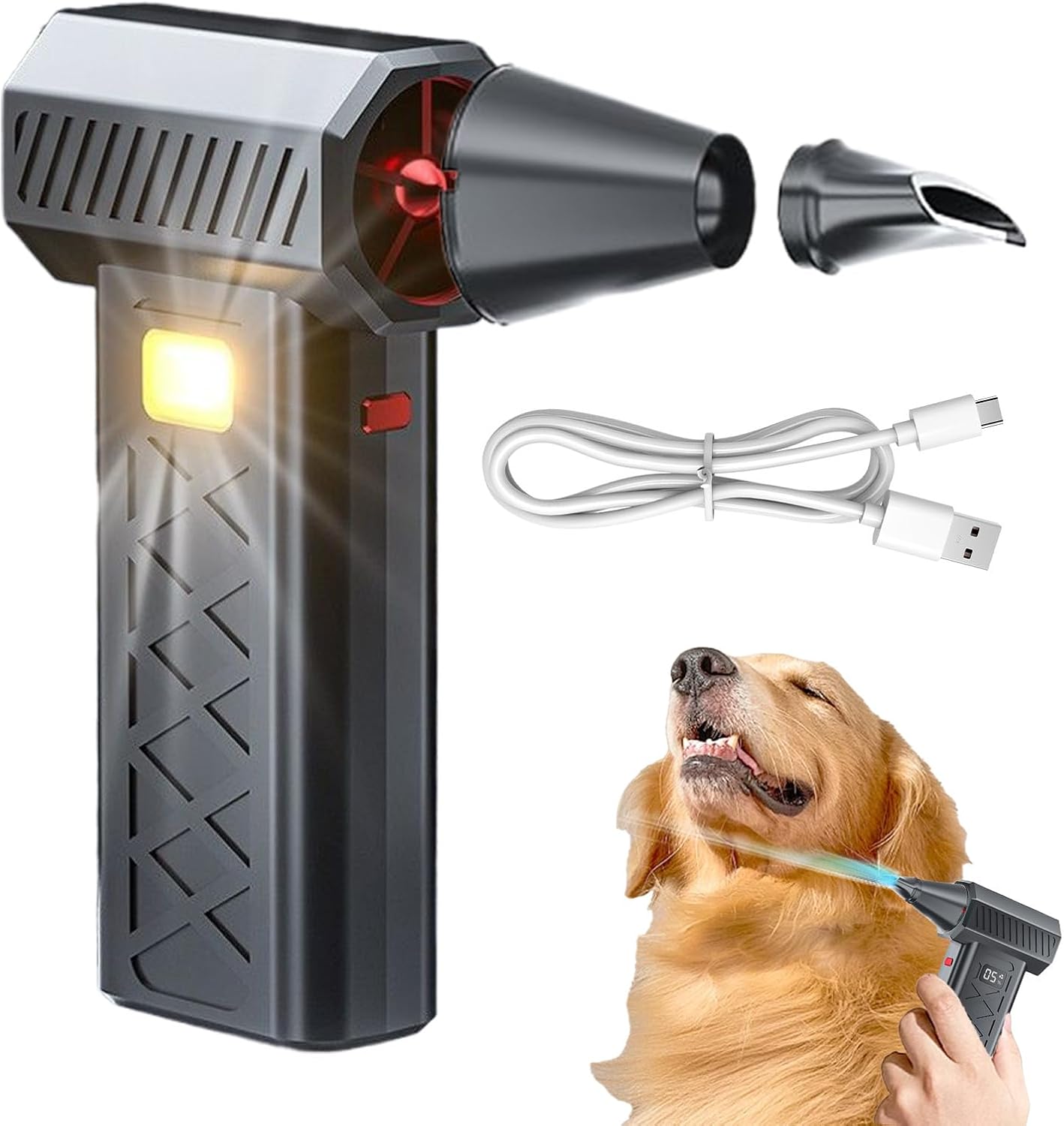 Souffleuse à neige portable – Ventilateur de séchage réglable à 6 vitesses avec marteau de sécurité, outil de nettoyage multifonction portable pour la poussière, la neige et le pare-brise, la maison