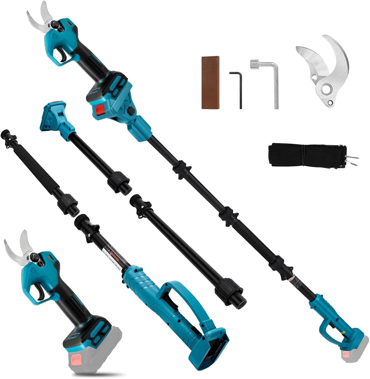 Sécateur électrique Compatible avec Makita 18V, sécateur sans Fil avec Perche d'extension jusqu'à 4,57 m, écran LCD, Batterie de 30 mm pour Jardin (sans Batterie)