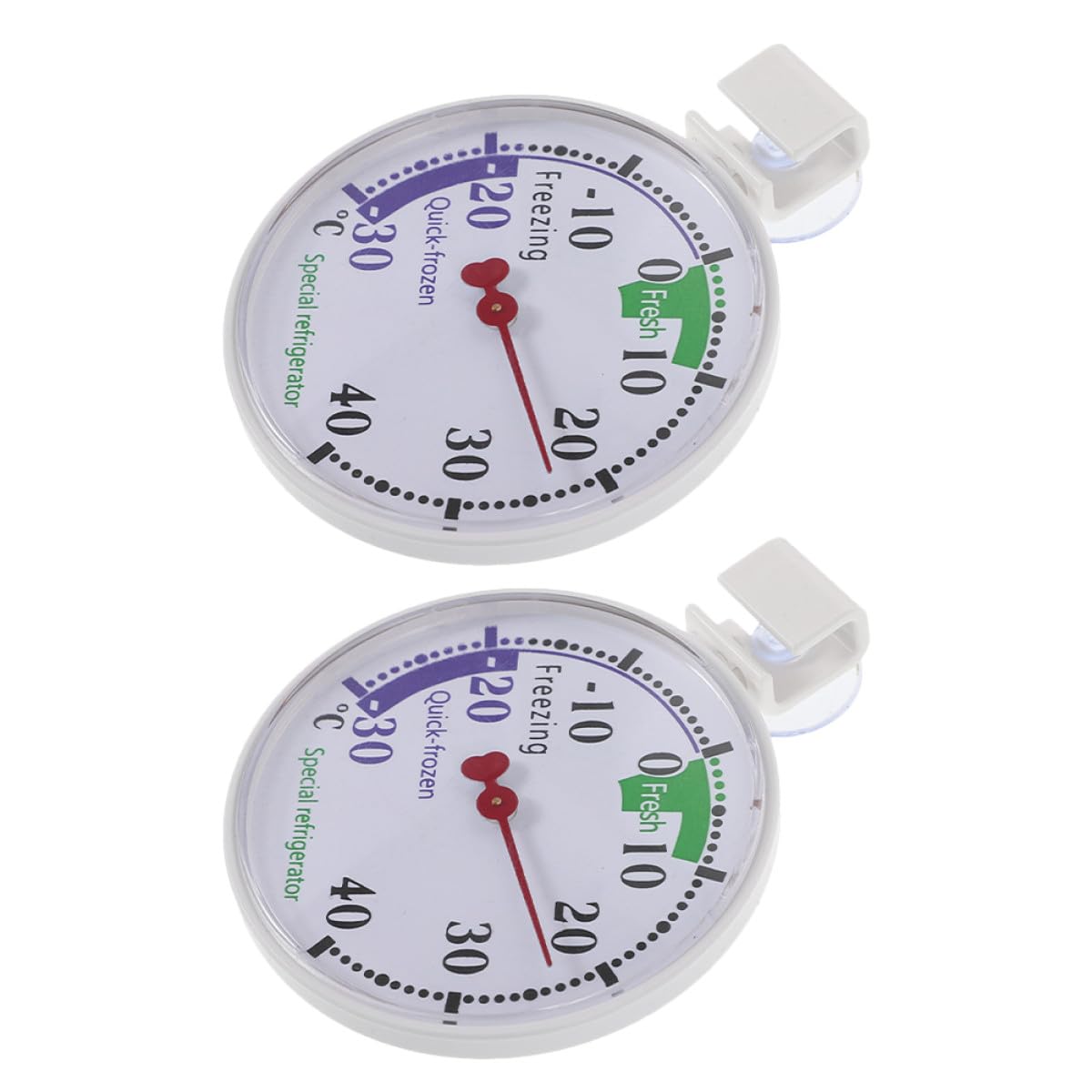 NUOBESTY Thermomètre pour Réfrigérateur Domestique 2 Pcs en Plastique Réutilisable Design Portable et Lecture Précise Adapté aux Cuisines à Domicile et Supermarchés