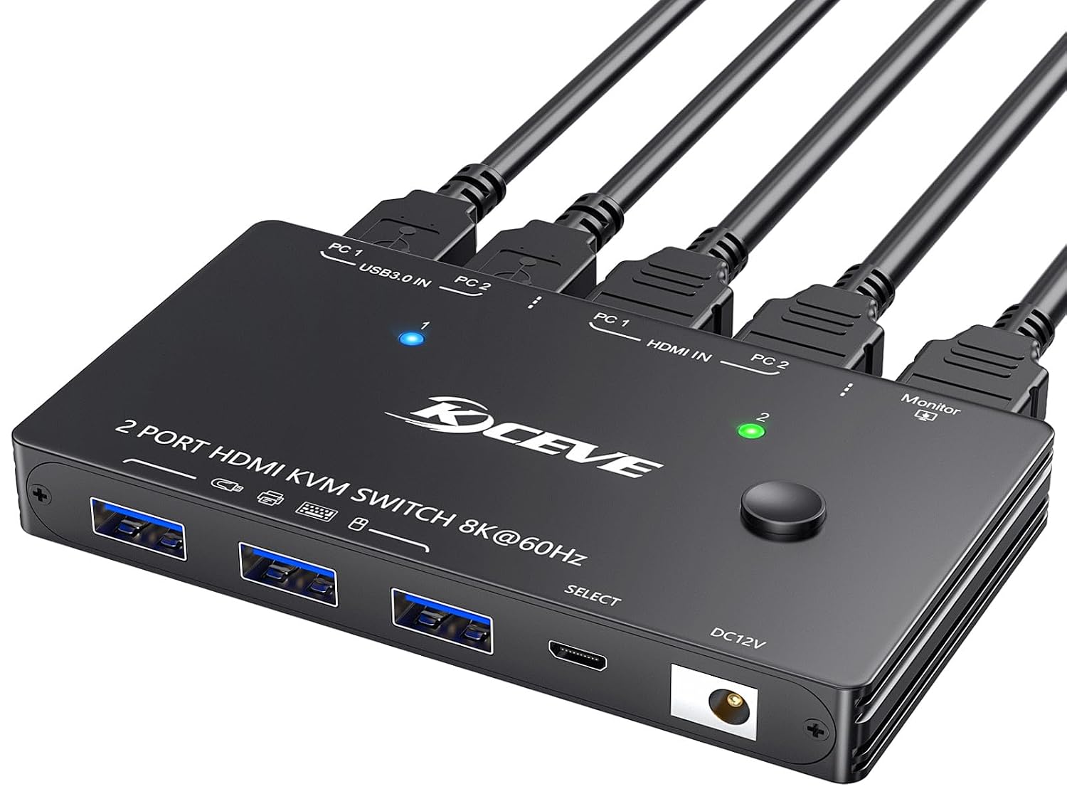 KVM Switch 3 PC 3 moniteurs 8K @ 60Hz, 4K @ 144Hz, Switch KVM triple moniteur 2 Displayport + 1 HDMI Partager 4 ports USB 3.0 Souris, Clavier, Wired Remote(8K DP HD 3 in 3 out KVM)