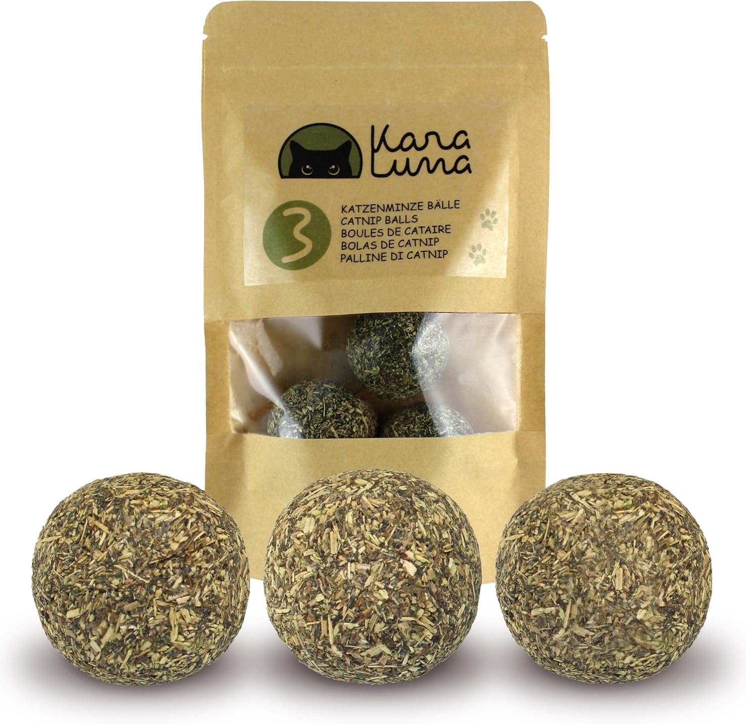 3 Boules d'herbe à Chat KaraLuna I Jouets à Base d'herbe à Chat séchée et pressée 100% Naturelle I Jouets pour Chats Jouets pour Chats Boules d'herbe à Chat activité Chat Balle ludique Chats