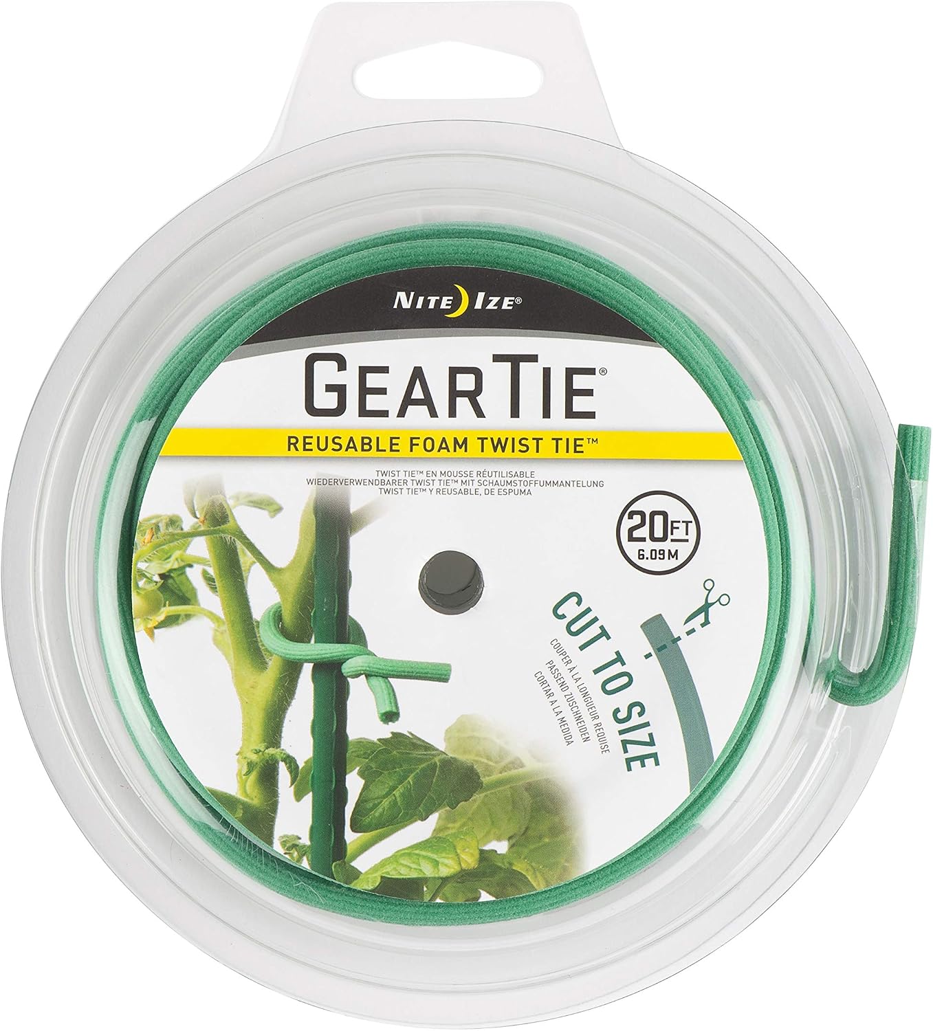 Nite Ize Gear Tie Cravate en mousse de jardin, l'attache torsadée en mousse réutilisable originale à découper, bobine de 6 m