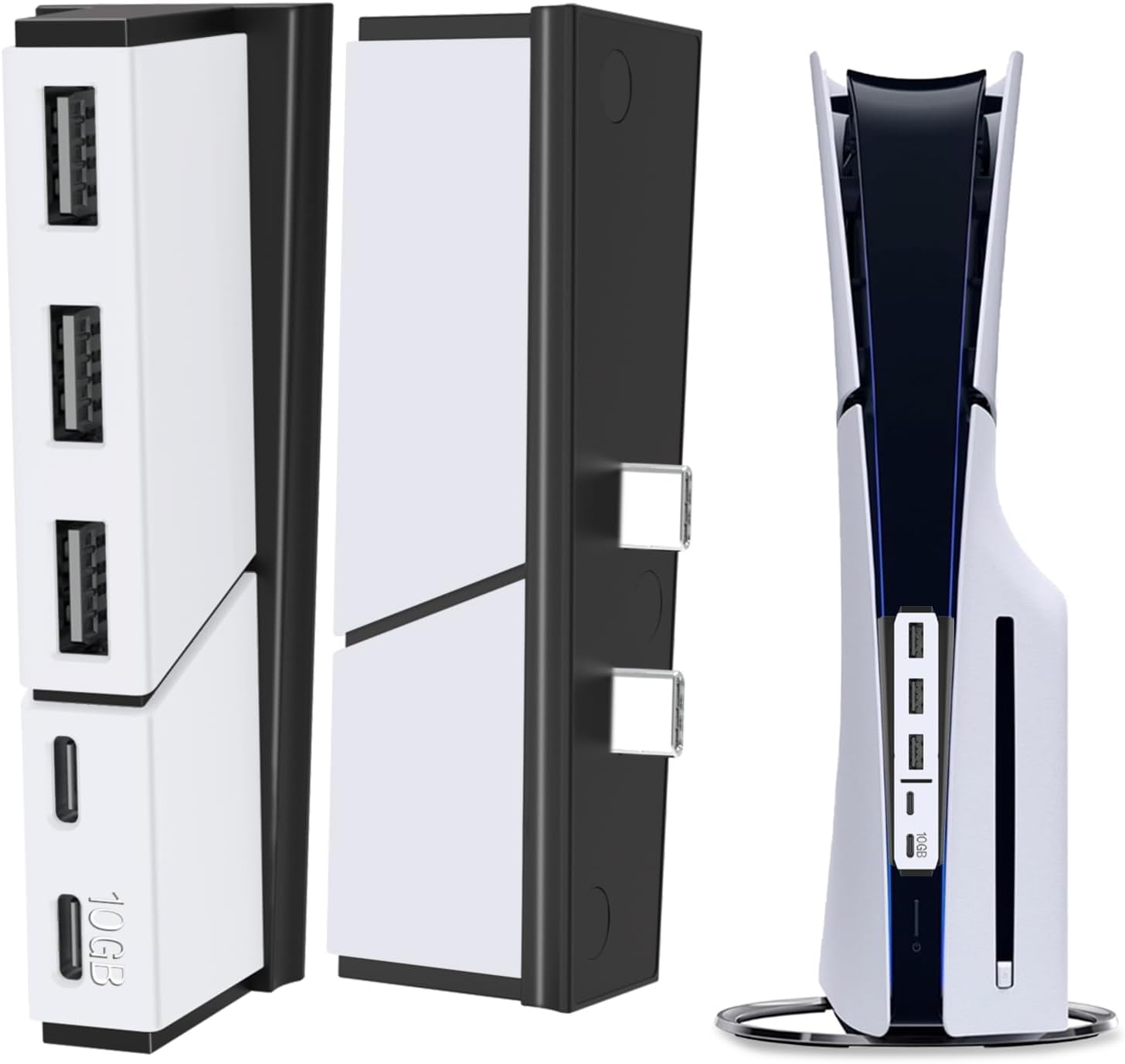 Tendak Hub USB avec 5 Ports pour PS5 Slim – Adaptateur répartiteur USB Haute Vitesse Compatible avec PlayStation 5 Slim Disc et Console de Jeu numérique