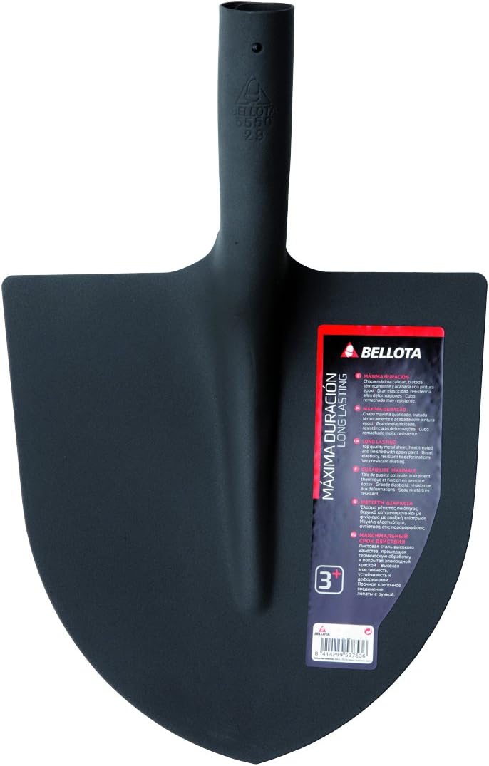 Bellota 5550-27 SM - Lame de Pelle Pointue pour Creuser et Ramasser les Gravats, Outil pour l'Agriculture et la Construction, Manche Non Inclus, Noir