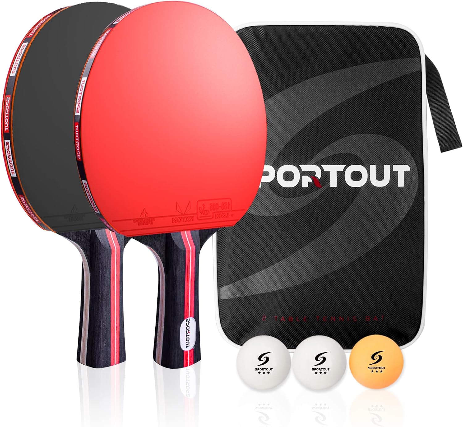 Raquettes de Ping-Pong Set, Haute-Performance avec Balles 3 Étoiles et Mallette Kit de Tennis de Table