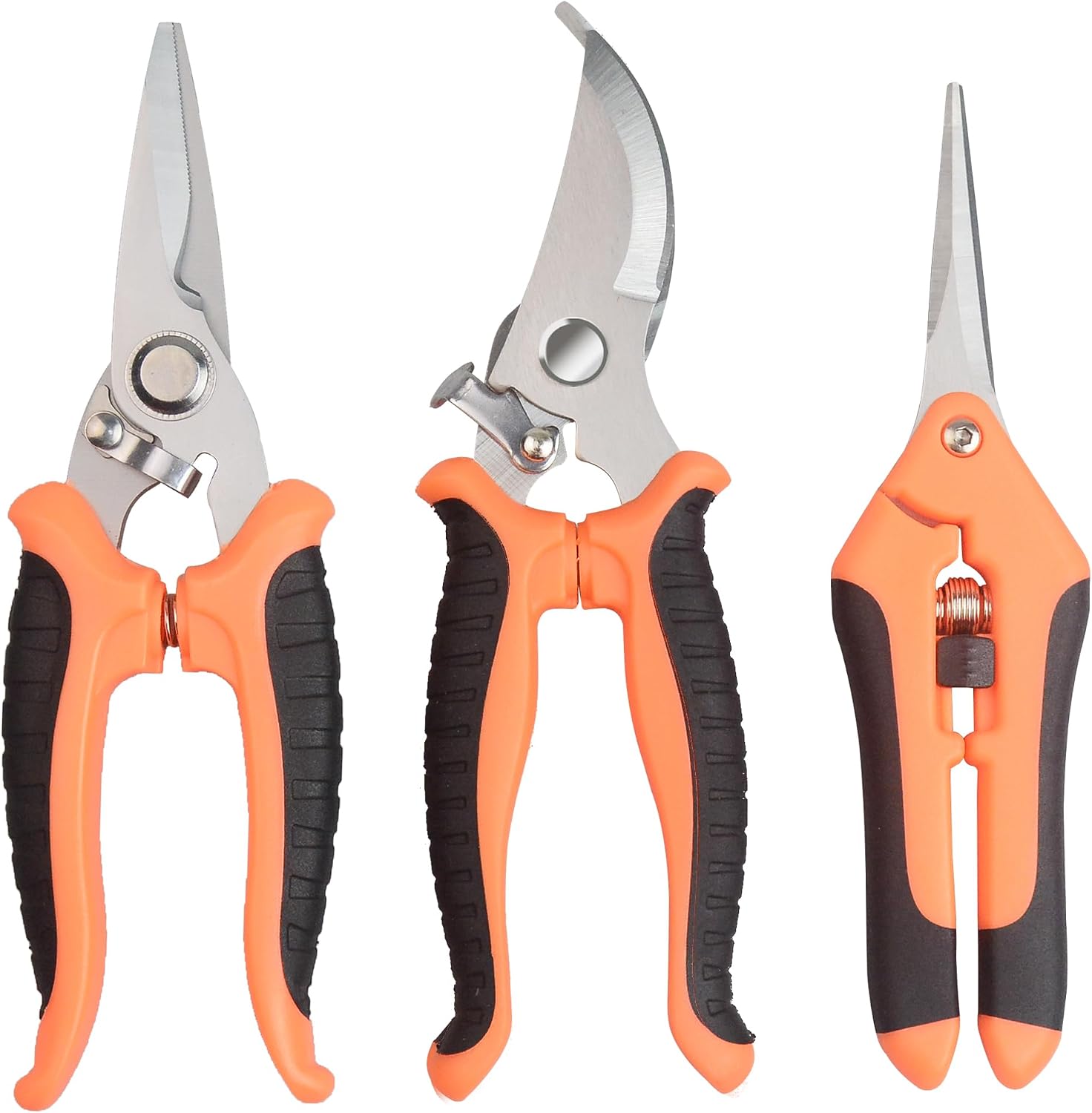 3 pièces Sécateur de Jardin Acier Inoxydable Professionnel-Orange