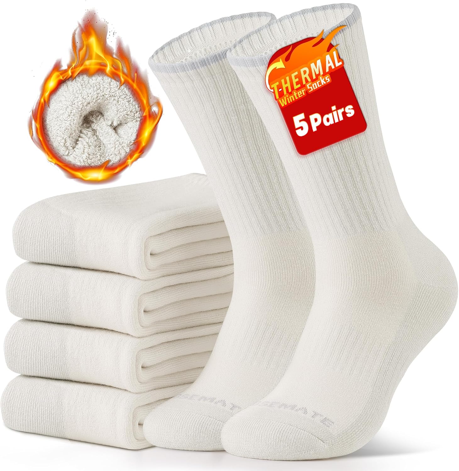 CLOSEMATE 5 Paires Chaussettes Chaudes Homme Femme 39-42 43-46 47-50