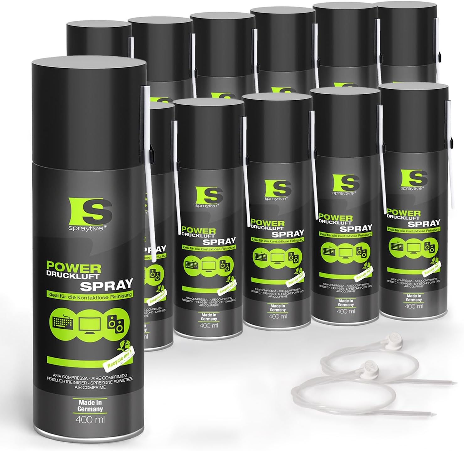 24 x 400 ml Spray Air Comprimé: Air Comprimé Rallonge en de la boîte, pour le nettoyage de clavier, PC/ordinateur, appareil photo - fabriqué en Allemagne