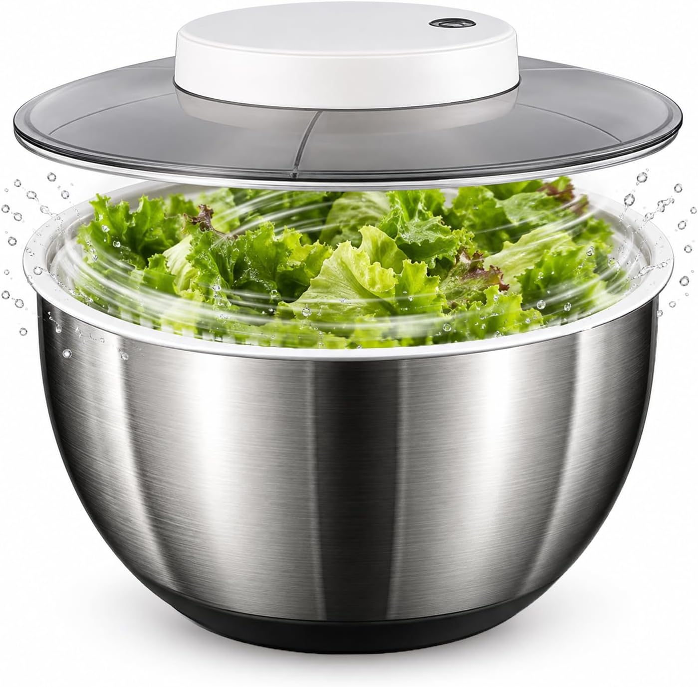 Essoreuse à Salade électrique, Grande Essoreuse à Salade Automatique De 4,8 L, Essoreuse à Laitue Automatique, Laveuse De Laitue Rotative En Acier Inoxydable, Pour Salade Fruits Légumes