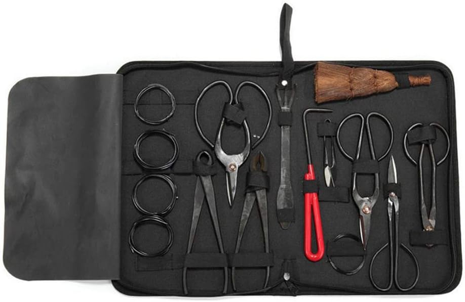 Générique Bonsai Kit Outils Ensemble Outils de Jardinage Ciseaux Cisaille en Acier Carbone avec Étui en Nylon pour Jardin Topiaire
