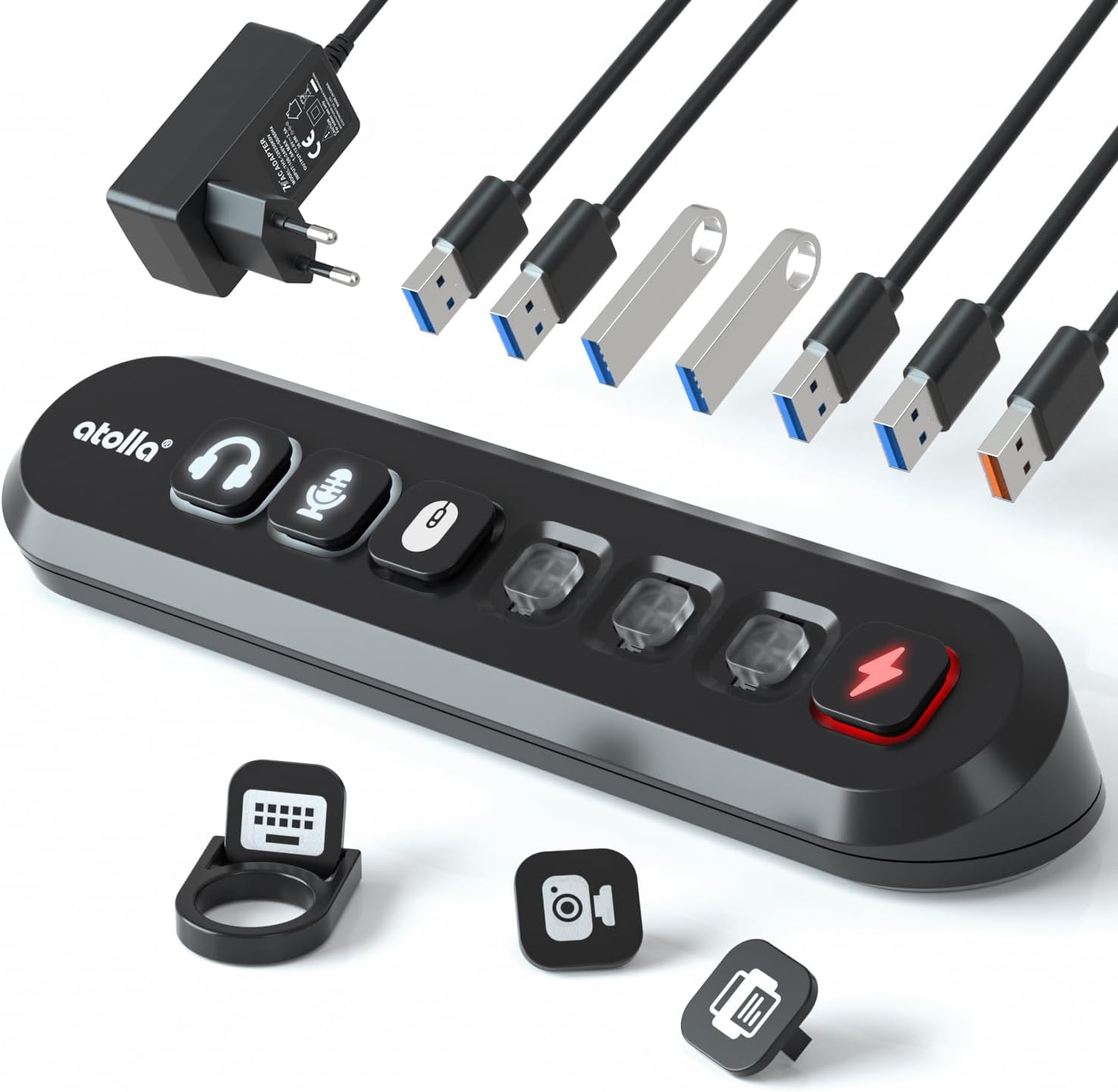 Hub USB Alimenté, atolla Hub USB 7ports(6port USB 3.0 +1port Charge Rapide)