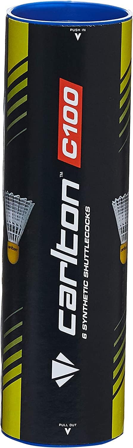 Carlton Badmintonball Club C100 Gelb, mittelschnell (77 Grains), für Schüler, Junioren und Beginner (1x6er Dose)