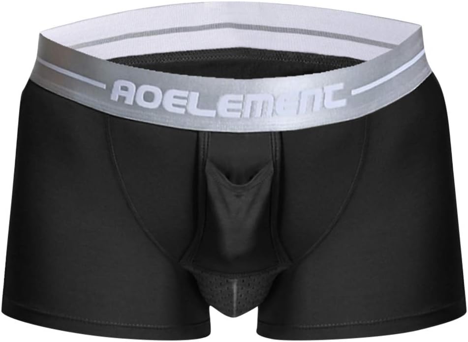 Hommes Boxer sous-VêTement Respirant SéParation des Balles Scrotum Sexy Push Up Gay Freegun Ouvert Dim Lot Coton Transparent Filet BandoulièRe Convexe Physiologique Quatre Coins