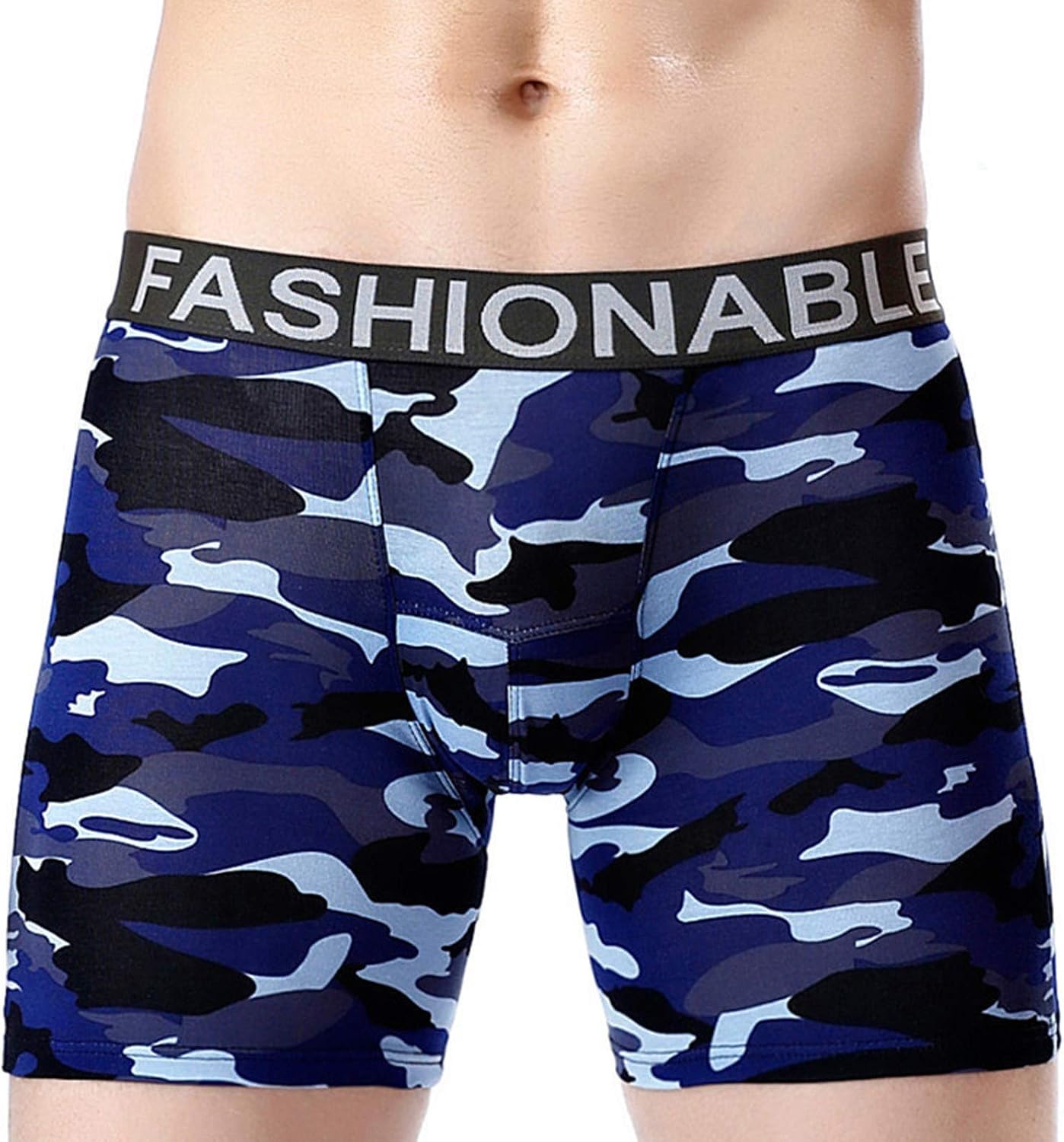 Hommes Briefs Briefs Camouflage Long Boxer Respirable Sexy Coton imprimé sous-vêtements pour Hommes Boxers Stretch pour Hommes