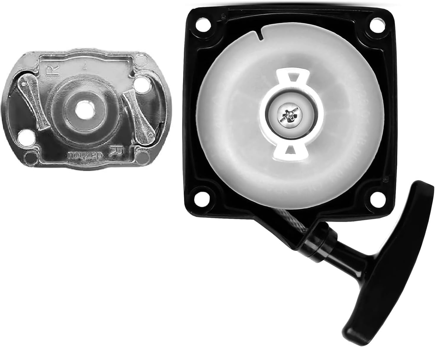 Pièce détachée d'origine constructeur: Lanceur / démarreur + cloche d'entrainement pour débroussailleuse , tarière ou multifonctions 5 en 1 , Entraxe des trous de fixation : 67MM Dimensions sur photos
