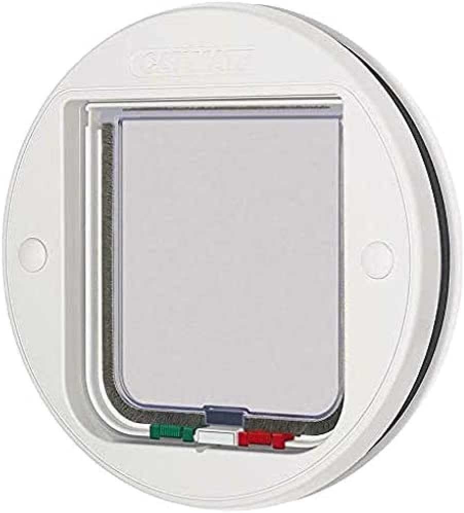 Cat Mate Chatière 4 Modes d'Ouverture Raccord en Verre pour Chat Blanc