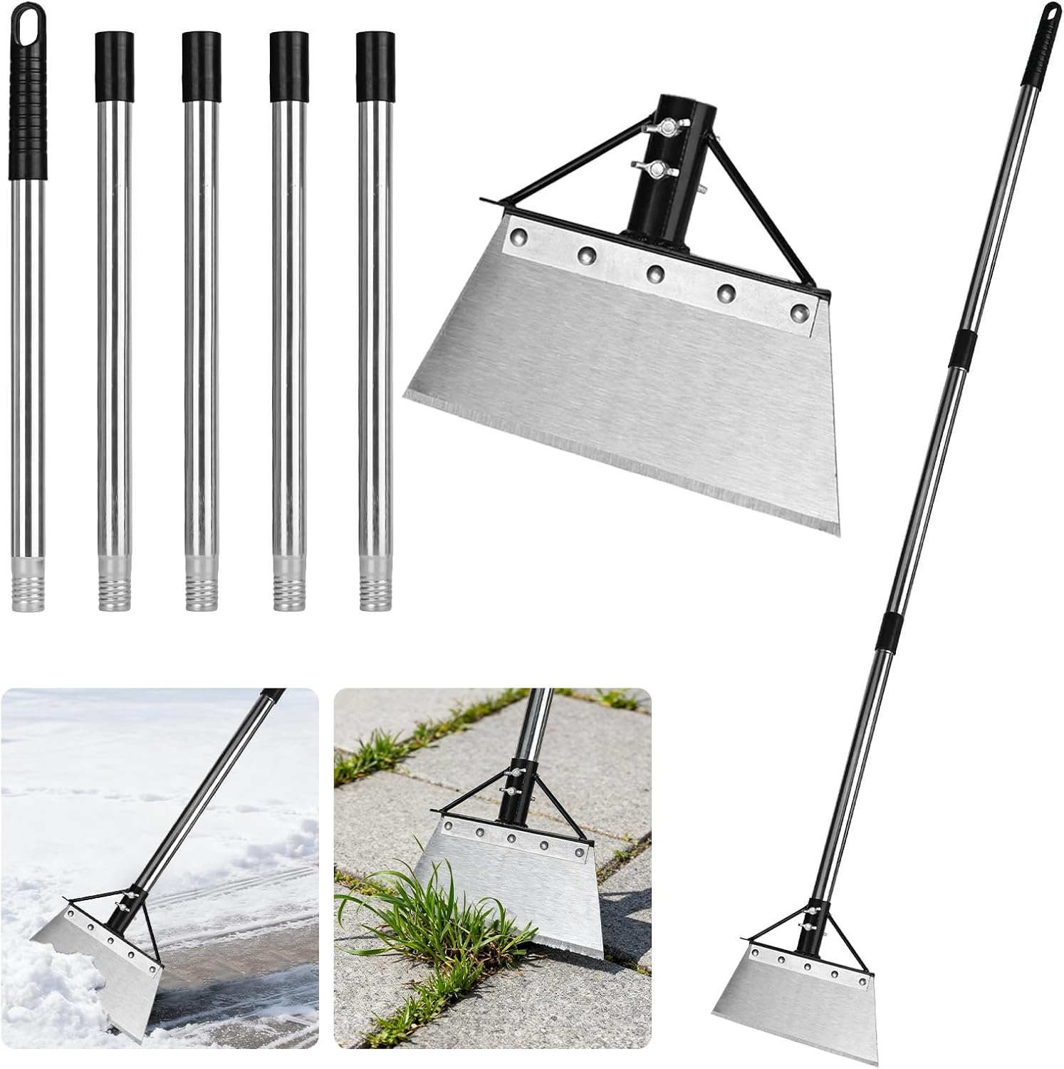 Pelle De Desherbage avec Manche 200cm, Pelle De Nettoyage Multifonctionnelle, Pelle De Jardin Desherbante, Outillage de Jardin pour Espace Extérieur, Maison, Ferme