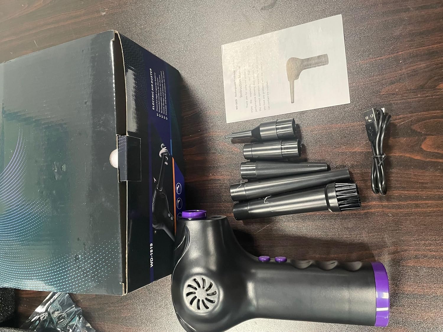 Dépoussiéreur D'air sans Fil avec Moteur Léger 60 000 Tr/min pour Clavier PC, Nettoyage Intérieur de Voiture, Souffleur D'air électrique Rechargeable pour la Maison et le Bureau (6000mah)