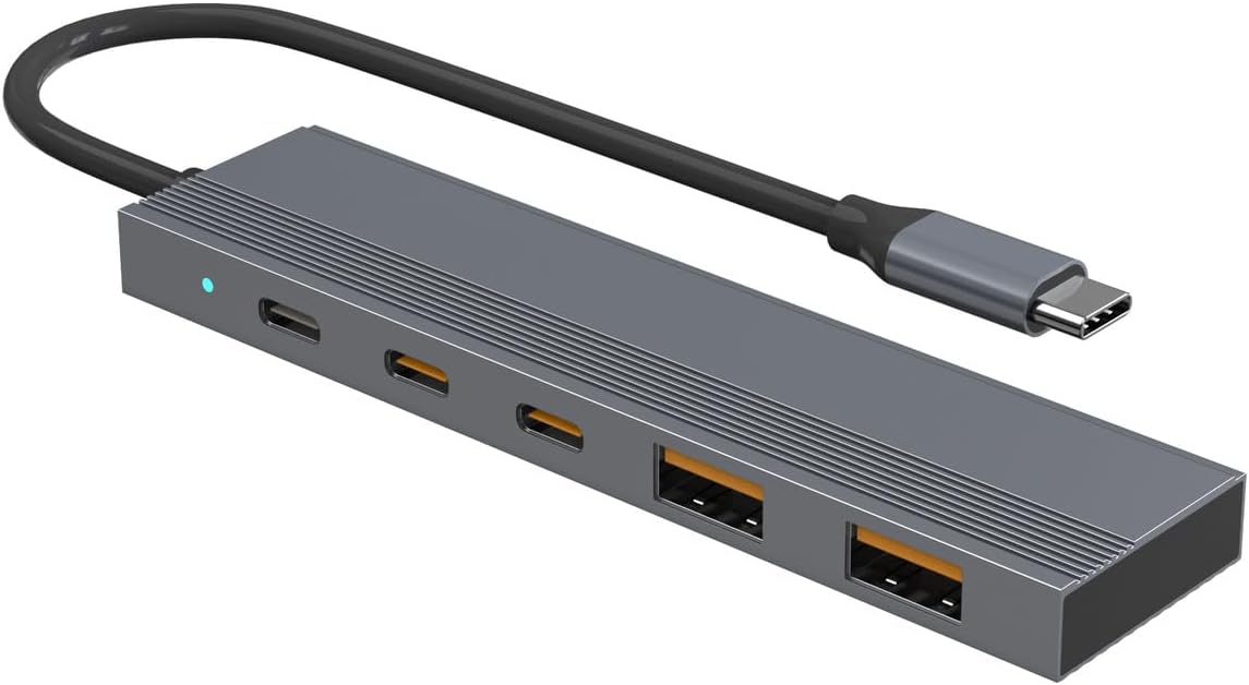 Hub USB C, Hub USB, Adaptateur USB C 6 en 1 avec 2 USB-A 10Gbps, 2 Type-C 10Gbps et PD 100W pour Ordinateur Portable