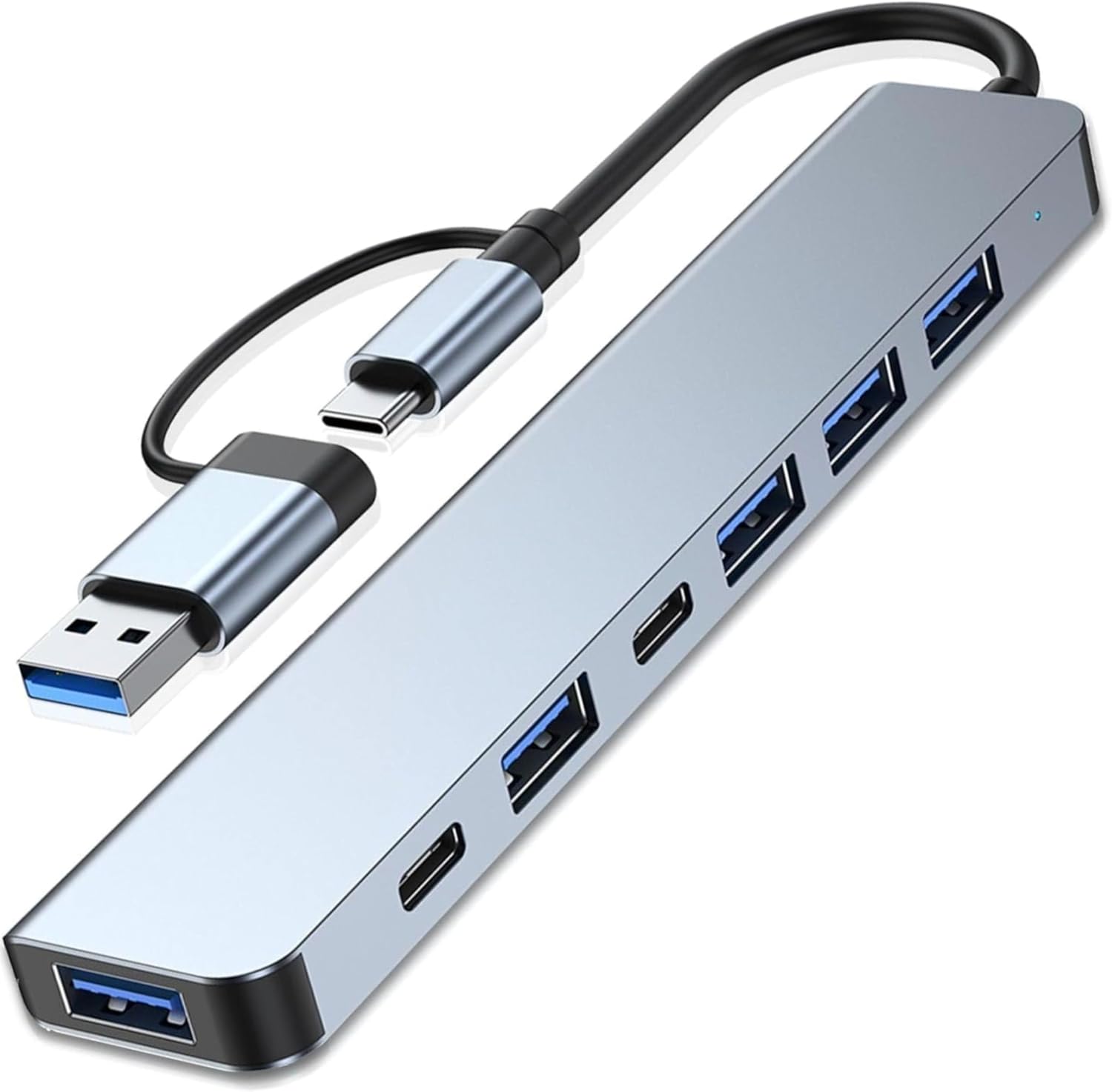 Hub 7 en 1 Adaptateur USB C avec 5 USB 3.0 + 2 Type C Charge PD 100W 5 Ports USB 3.0 Hub multi-port pour ordinateur portable, compatible PC, tablette, MacBook Air/Pro, iPad Pro, iPhone 16 Series
