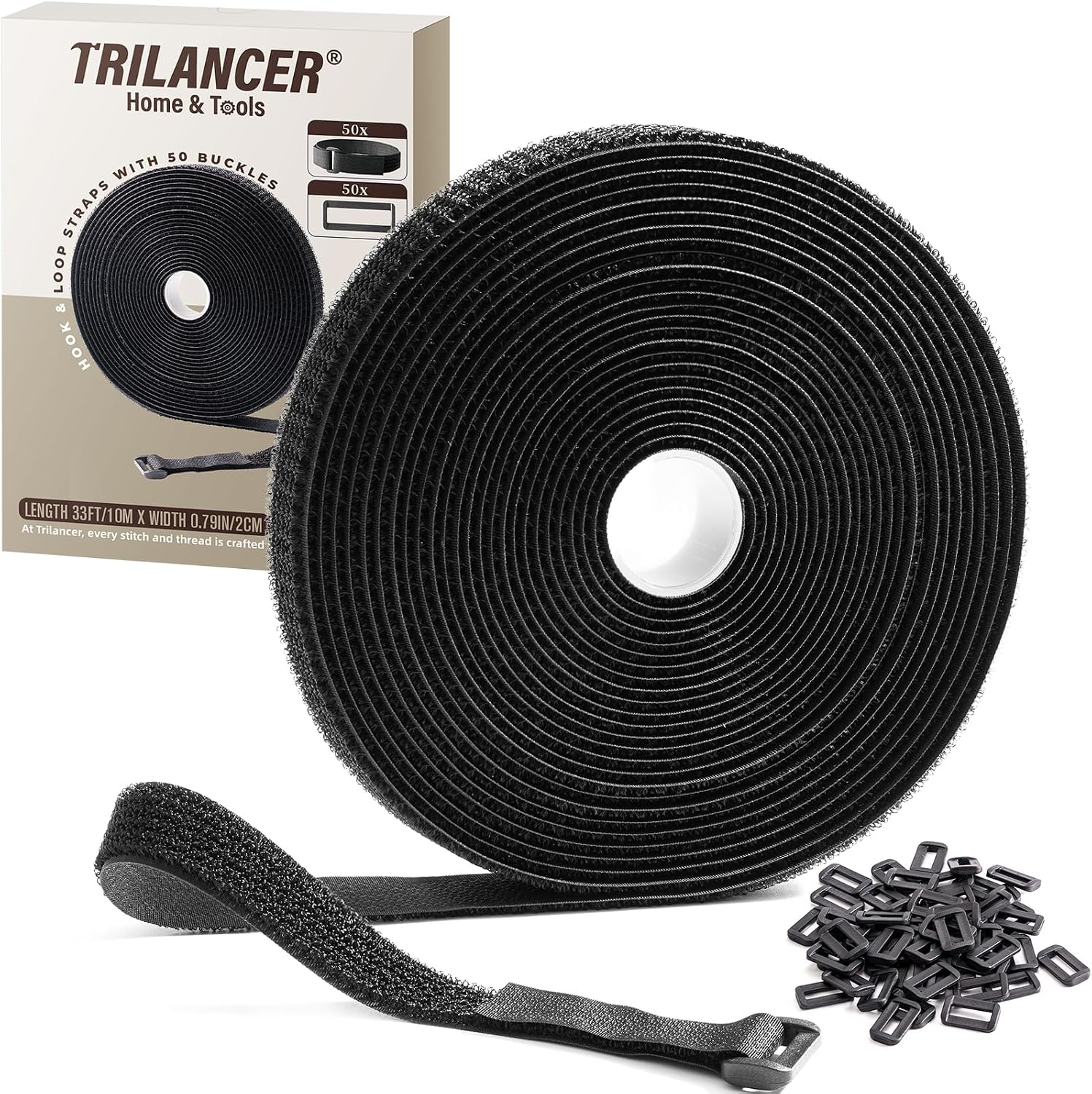 Trilancer Sangles de Câble Réutilisables en Scratch, 5m x 2cm, 25 Boucles