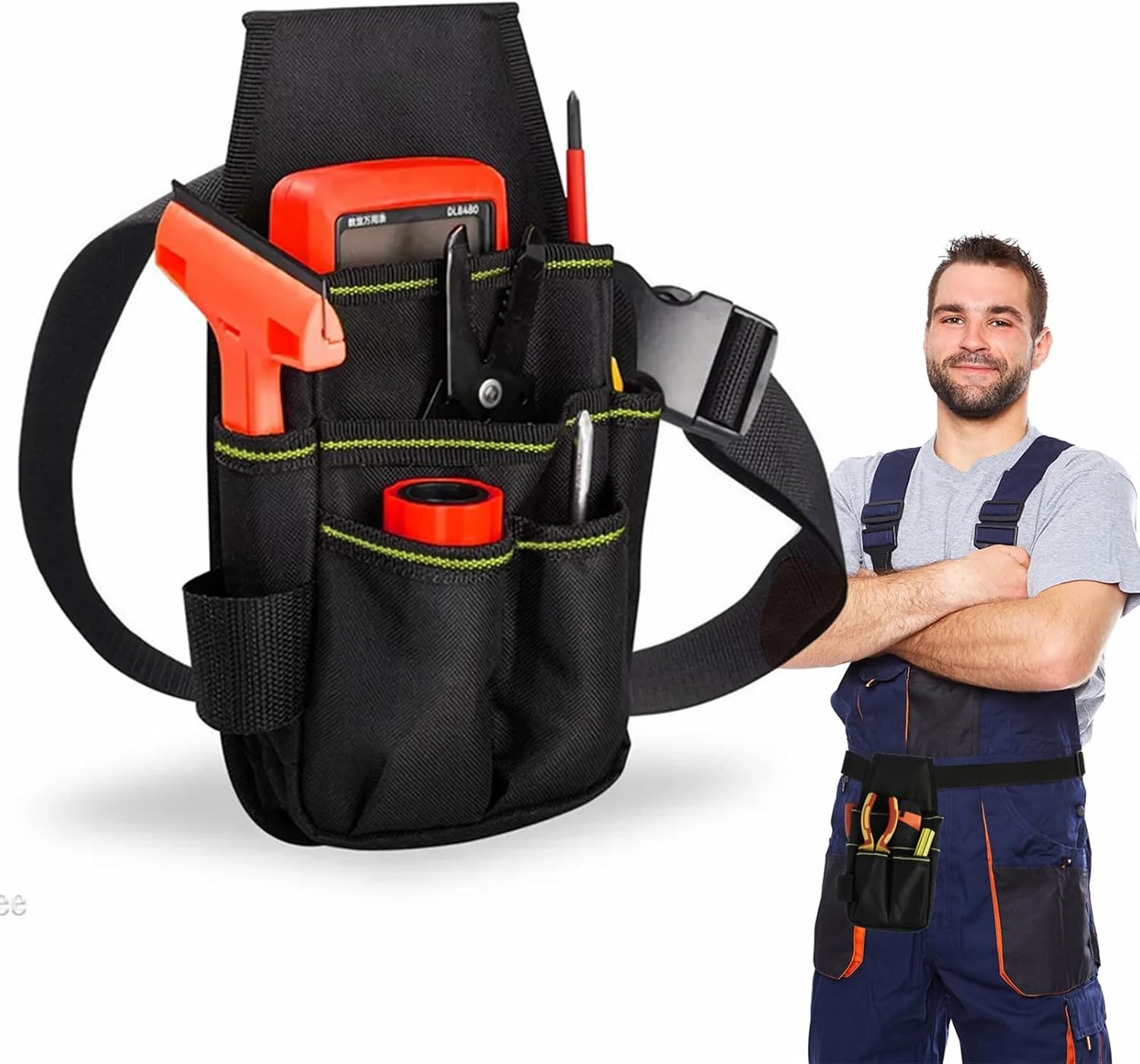 Mumusuki Tablier d'outil de ceinture de sac de ceinture multifonctionnel portatif de jardin d'outil avec le sac ajustable de stockage d'outil avec le tissu Oxford imperméable résistant (duty noir)