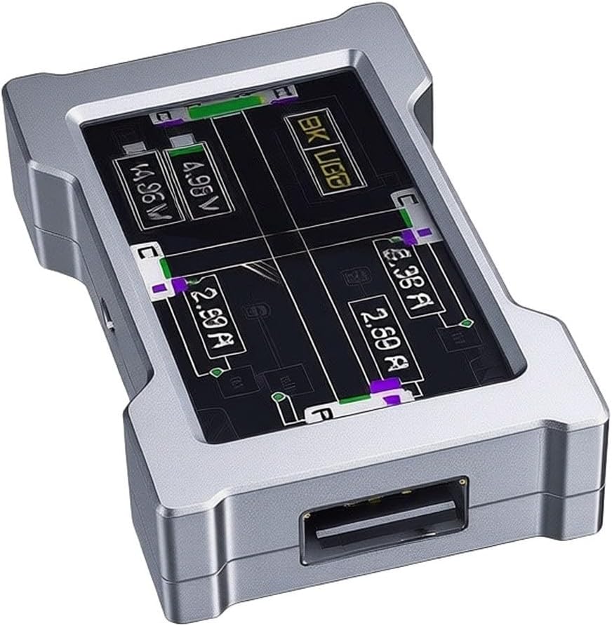 Hub USB alimenté par répartiteur 4 ports avec écran d'affichage LED, corps en aluminium, données rapides pour ordinateur de bureau (argent)