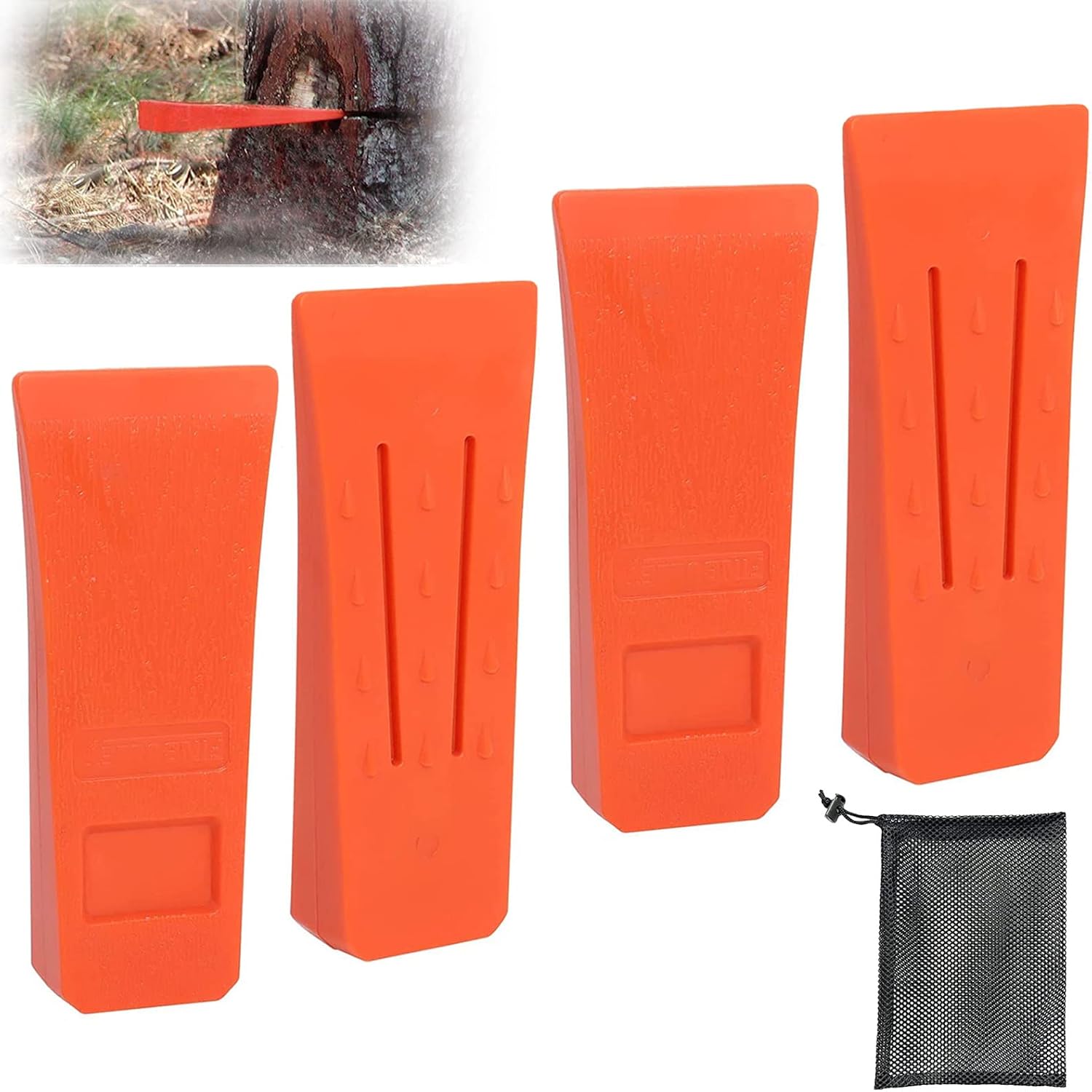 6" Coin D'Abattage pour TronçOnneuse avec Pointes pour un Abattage SûR, ABS Coins éclateurs pour jardinage avec Poche, Robuste et Durable, Outil Accessoire Pour Bûcheron (4 Pièces)