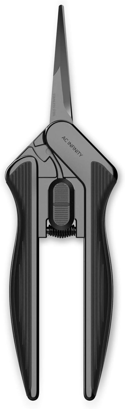 AC Infinity 16,8 cm gebogene Gartenschere aus Edelstahl, leicht, ergonomisches Design, gebogene Präzisionsklingen mit Antihaft-Titan-Beschichtung für Gartenarbeit, Hydrokultur, Wachstumszelte, 2 Stück