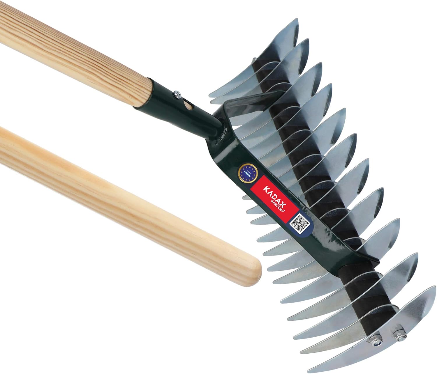 KADAX Scarificateur Manuel avec Manche en Bois et Tête en Acier, Aérateur de Gazon et Sol, Outil d'Aération et de Déchaumage pour Jardin et Pelouse