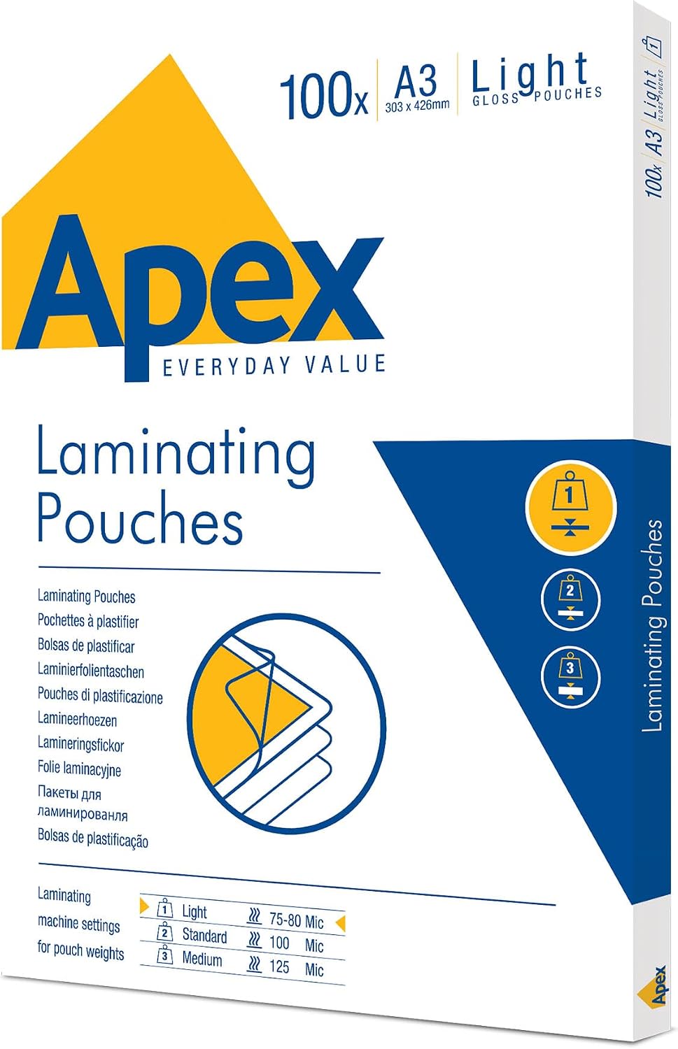 Fellowes Apex A4 Pochettes De Plastification 100 Microns 100 Feuilles Plastifieuse Finition Brillante Haute Qualité Finition Professionnelle Utilisation Occasionnelle
